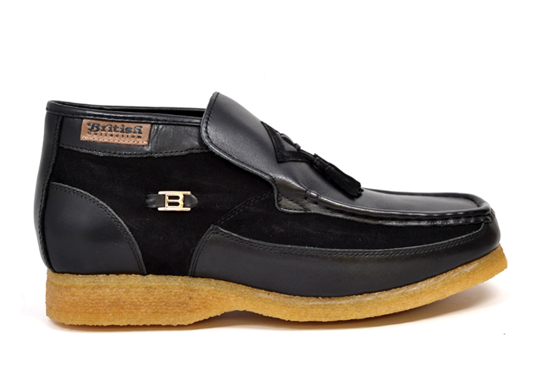 British Walkers Palace Men's Black Leather and Suede Slip On Shoes view 2