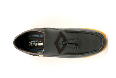 British Walkers Palace Men's Black Leather and Suede Slip On Shoes view 24