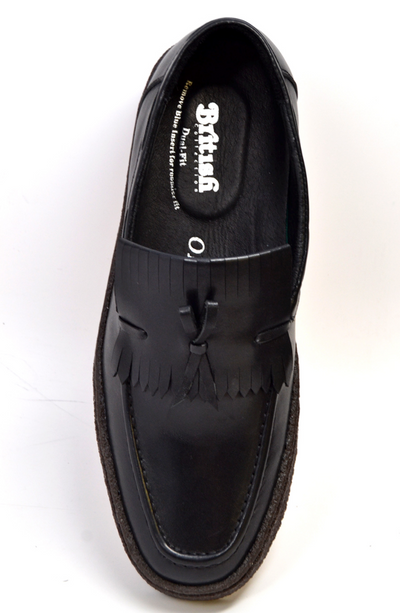 British Walkers Playboy Cruise Men's Black Leather Tassel Slip On Shoes view 5