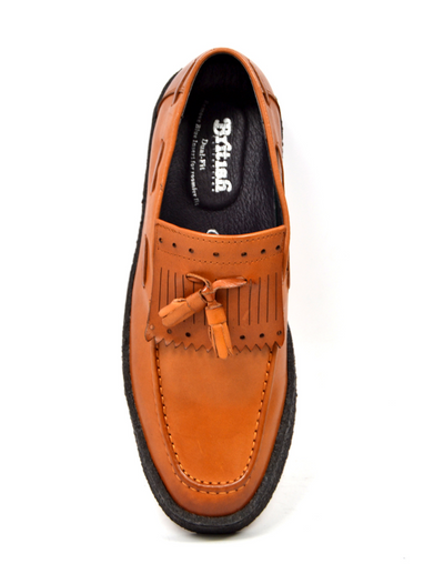 British Walkers Playboy Cruise Men's Black Leather Tassel Slip On Shoes view 12