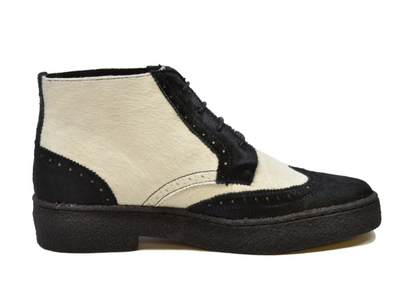 British Walkers Men's Black and White Pony and Baby Lama Skin Shoes view 2