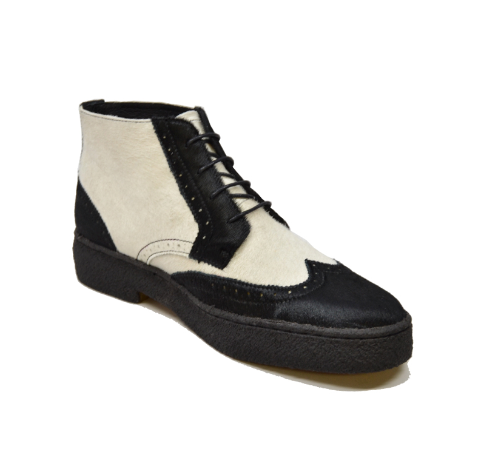 British Walkers Men's Black and White Pony and Baby Lama Skin Shoes view 4