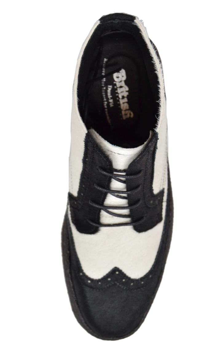 British Walkers Men's Black and White Pony and Baby Lama Skin Shoes view 5