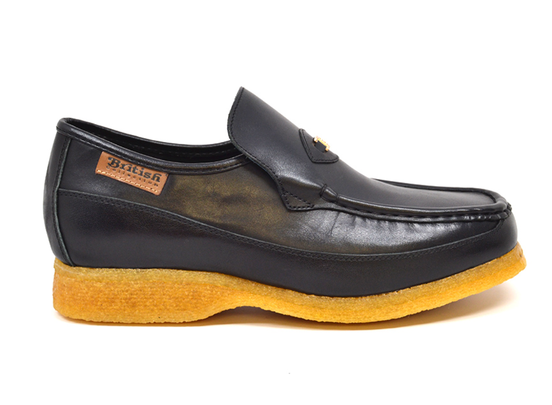 British Walkers Power 1 Men's Hand Crafted Black Leather Slip On Shoes view 2