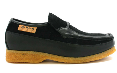 British Walkers Power Men's Old School Black Leather Retro Slip On Shoes view 1