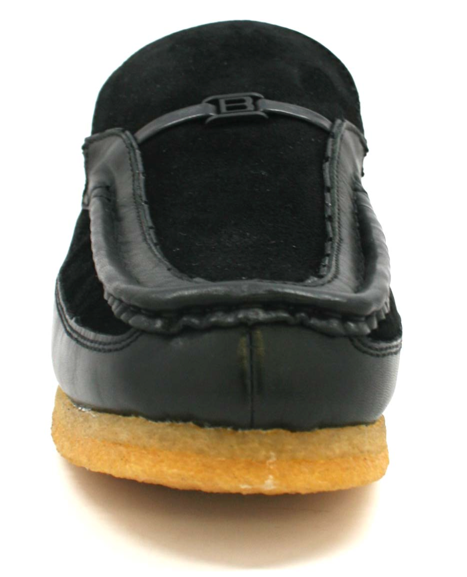 British Walkers Power Men's Old School Black Leather Retro Slip On Shoes view 2