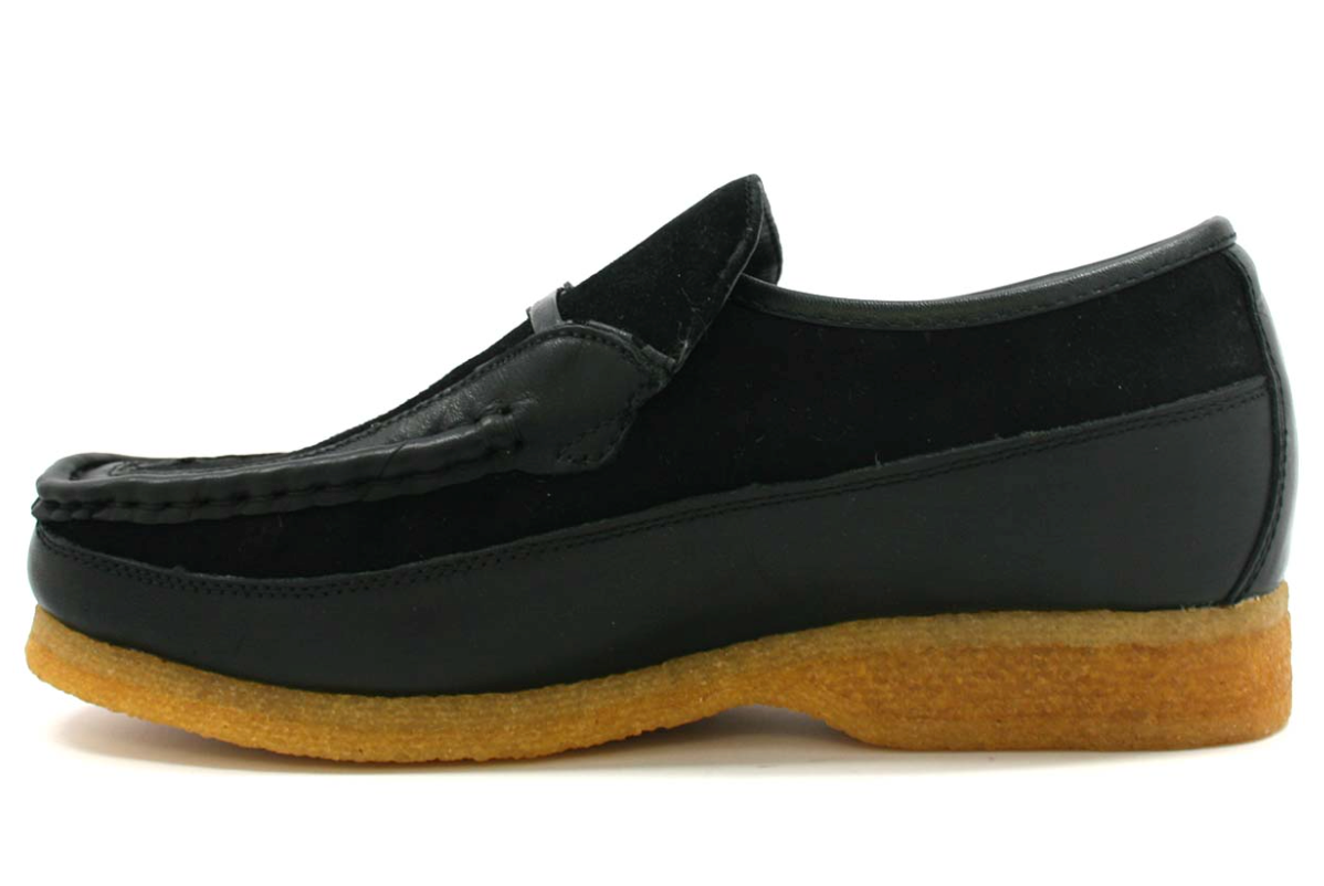 British Walkers Power Men's Old School Black Leather Retro Slip On Shoes