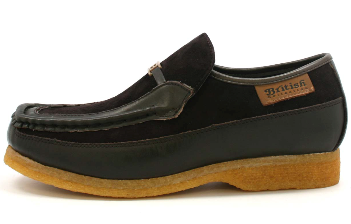 British Walkers Power Men's Old School Black Leather Retro Slip On Shoes view 7