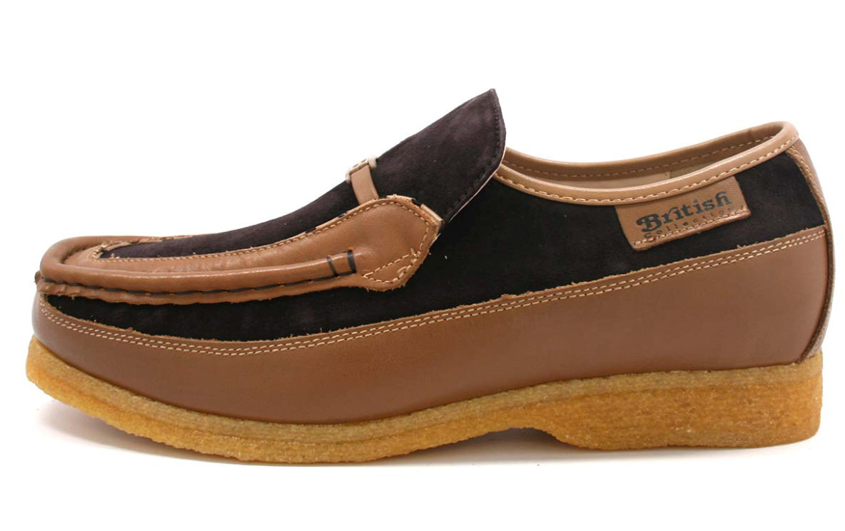 British Walkers Power Men's Old School Black Leather Retro Slip On Shoes