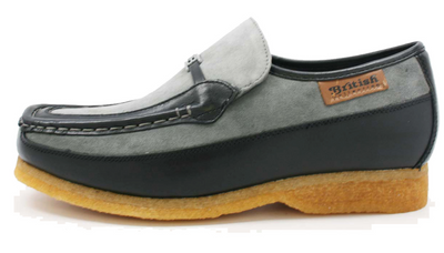 British Walkers Power Men's Old School Black Leather Retro Slip On Shoes