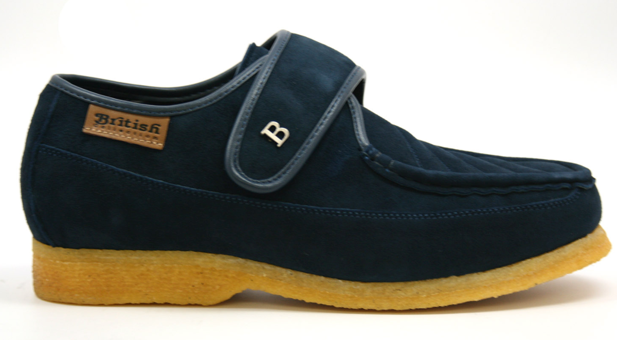 British Walkers Royal Men's Retro Navy Leather and Suede Strap Shoes Extra Width view 2