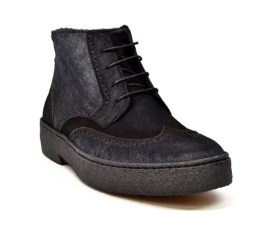 British Walkers Playboy Wingtip Men's Two Tone Black Leather and Pony Skin Shoes view 2