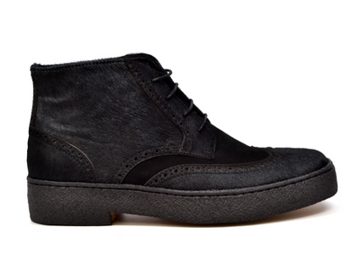 British Walkers Playboy Wingtip Men's Two Tone Black Leather and Pony Skin Shoes view 3