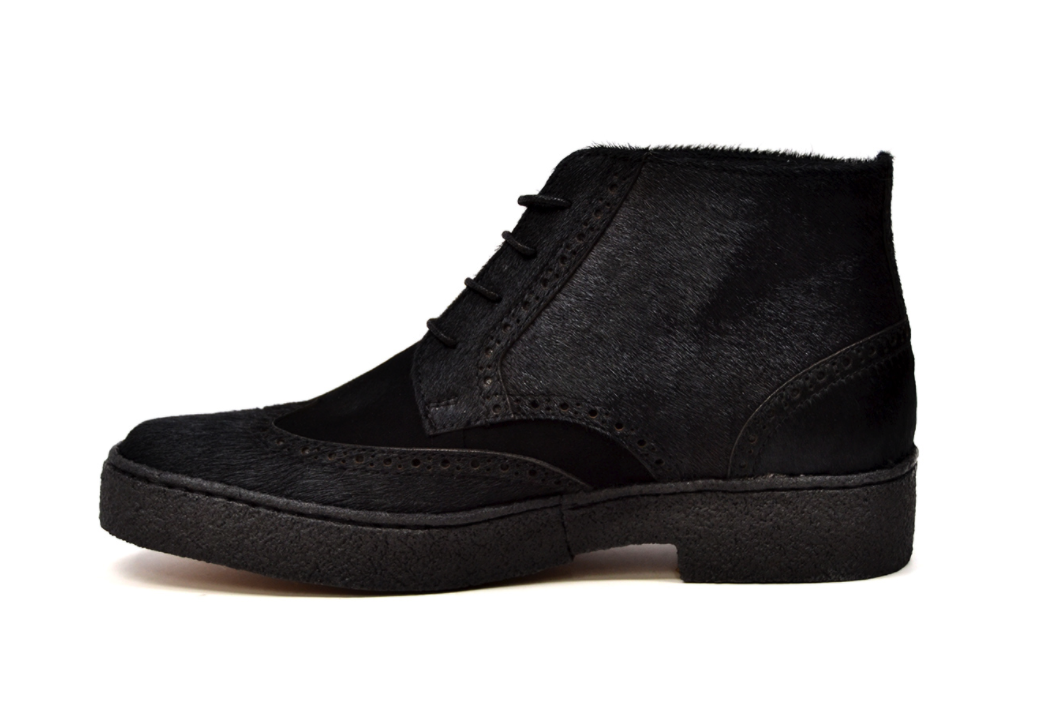 British Walkers Playboy Wingtip Men's Two Tone Black Leather and Pony Skin Shoes view 4