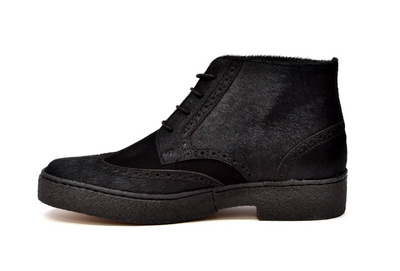 British Walkers Playboy Wingtip Men's Two Tone Black Leather and Pony Skin Shoes view 4