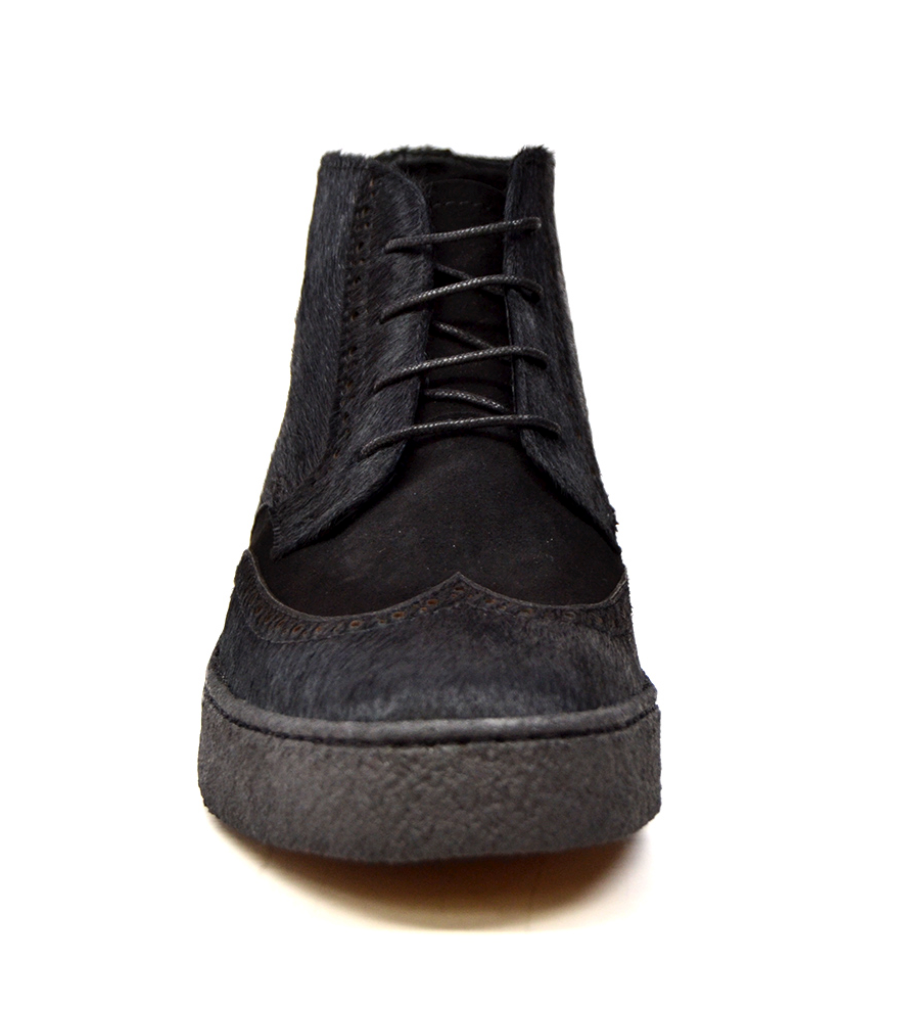 British Walkers Playboy Wingtip Men's Two Tone Black Leather and Pony Skin Shoes view 6