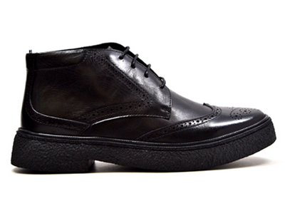 British Walkers Classic Playboy Men's Black Leather Wingtip Shoes view 2