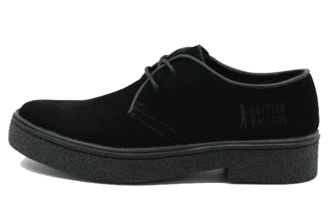 British Walkers Playboy Men's Classic Low Cut Black Leather and Suede Shoes view 3