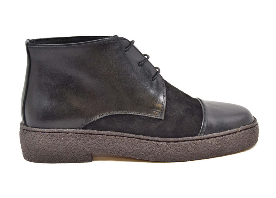 British Walkers Playboy Men's Cap Toe Black Leather and Suede Shoes view 3