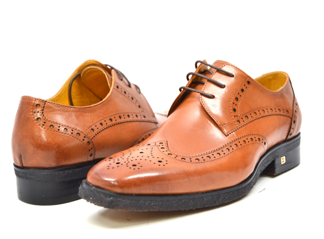 British Walkers Charles Men's Cognac Leather and Pony Skin Oxford Dress Shoes view 29