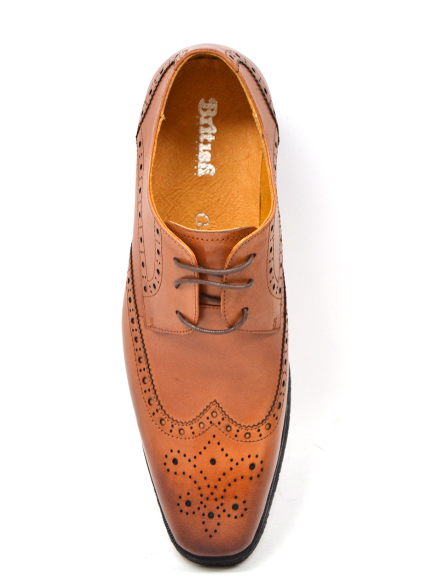 British Walkers Charles Men's Cognac Leather and Pony Skin Oxford Dress Shoes view 33