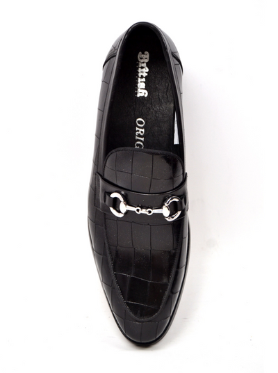 British Walkers Chicago Men's Black Leather Criss Cross Pattern Dress Shoes view 5