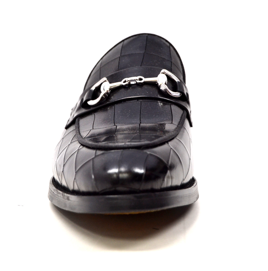 British Walkers Chicago Men's Black Leather Criss Cross Pattern Dress Shoes view 6