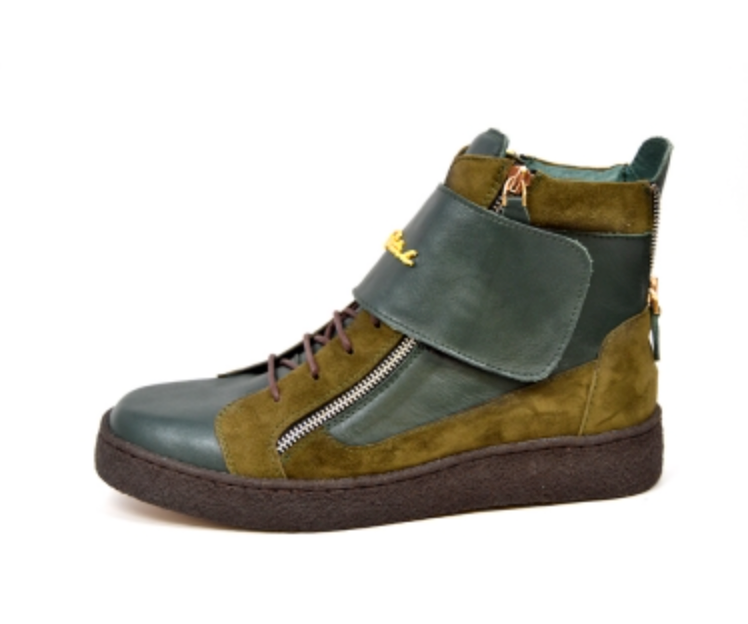 British Walkers Empire Men's Green Leather High Top Shoes with Strap view 5