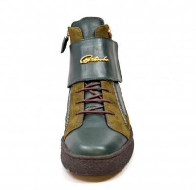 British Walkers Empire Men's Green Leather High Top Shoes with Strap view 6
