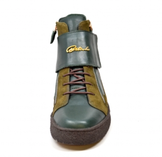 British Walkers Empire Men's Green Leather High Top Shoes with Strap view 6