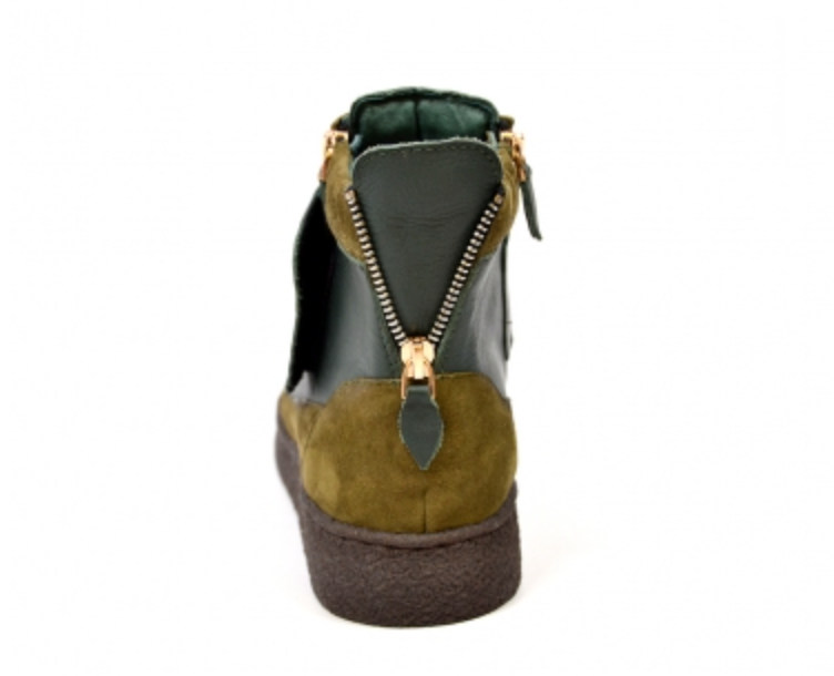 British Walkers Empire Men's Green Leather High Top Shoes with Strap view 4