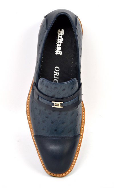 British Walkers Dolche Men's Black Ostrich Leather Slip On Dress Shoes view 13