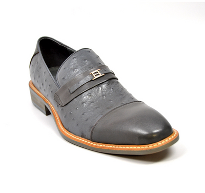 British Walkers Dolche Men's Black Ostrich Leather Slip On Dress Shoes view 16