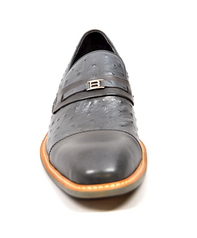 British Walkers Dolche Men's Black Ostrich Leather Slip On Dress Shoes view 19