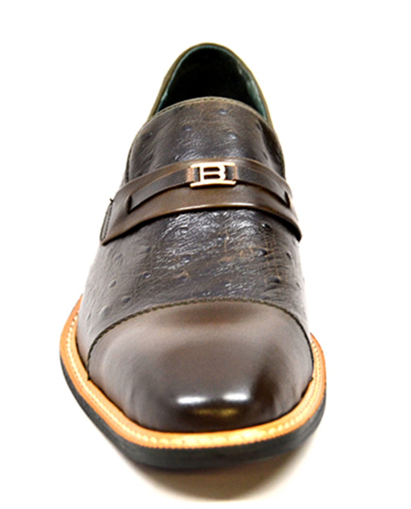 British Walkers Dolche Men's Black Ostrich Leather Slip On Dress Shoes view 32