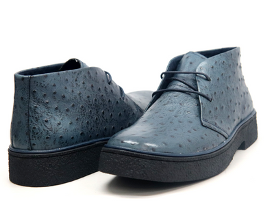 British Walkers Playboy Men's Light Blue Genuine Ostrich Leather Wingtip Shoes view 15