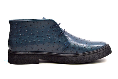 British Walkers Playboy Men's Light Blue Genuine Ostrich Leather Wingtip Shoes view 16