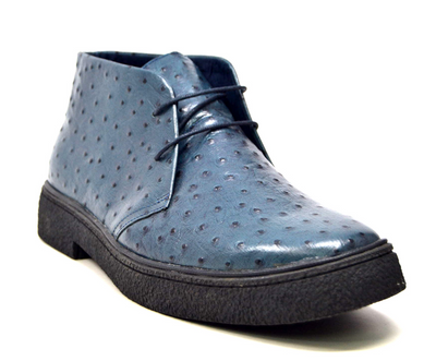 British Walkers Playboy Men's Light Blue Genuine Ostrich Leather Wingtip Shoes view 18