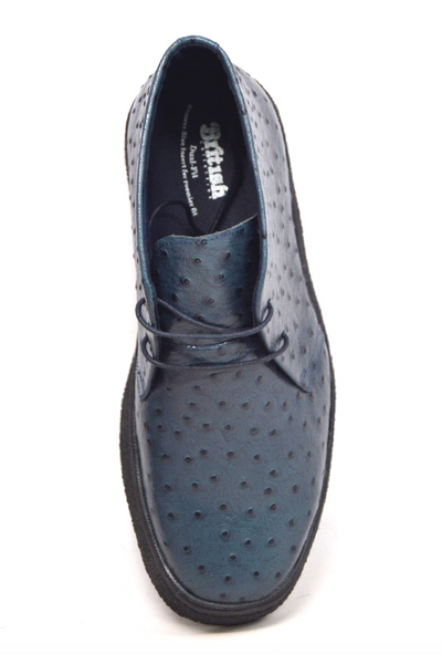 British Walkers Playboy Men's Light Blue Genuine Ostrich Leather Wingtip Shoes view 19