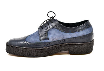 British Walkers Playboy Wingtip Men's Low Cut Navy Leather and Blue Suede Shoes view 4