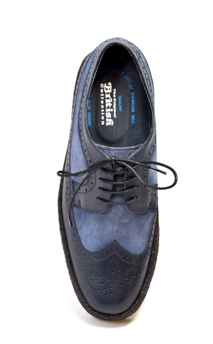 British Walkers Playboy Wingtip Men's Low Cut Navy Leather and Blue Suede Shoes view 5