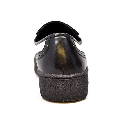 British Walkers Detroit Men's Black and White Wingtip Tassel Slip On Shoes view 6
