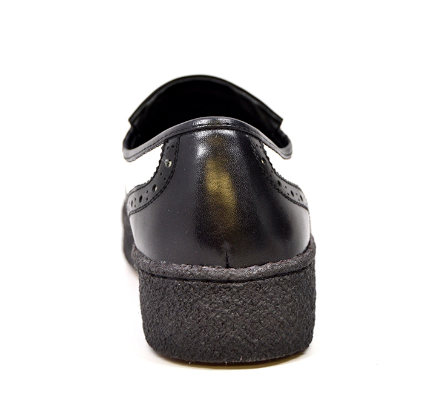 British Walkers Detroit Men's Black and White Wingtip Tassel Slip On Shoes view 6
