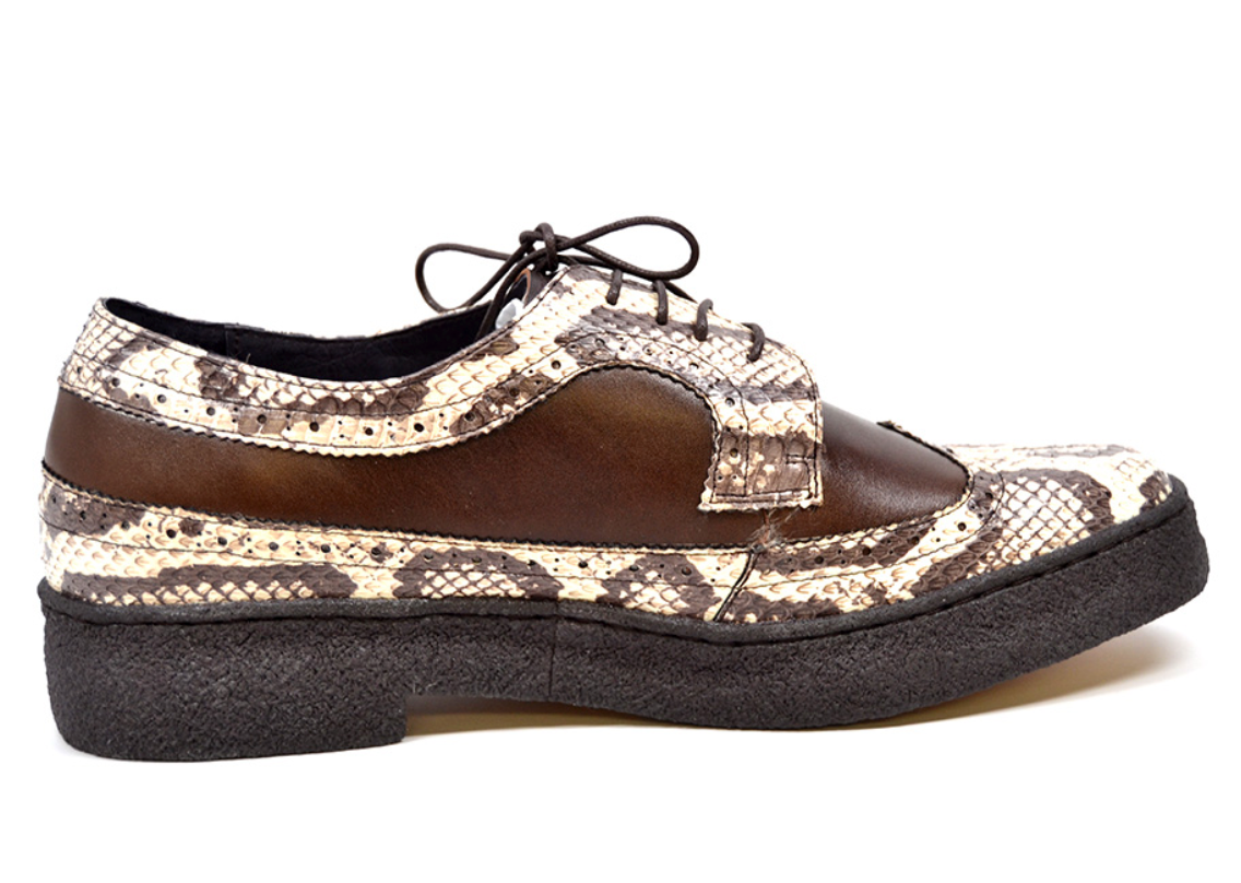 British Walkers Playboy Wingtip Men's Low Cut Brown Leather and Snake Skin Shoes view 3