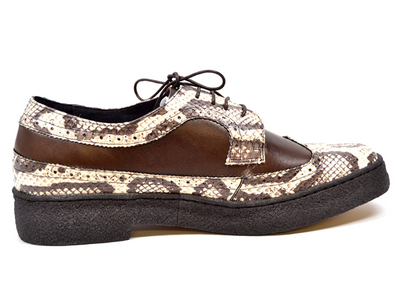 British Walkers Playboy Wingtip Men's Low Cut Brown Leather and Snake Skin Shoes view 3