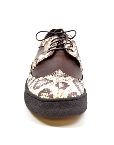 British Walkers Playboy Wingtip Men's Low Cut Brown Leather and Snake Skin Shoes view 6
