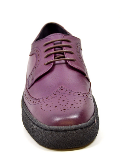 British Walkers Playboy Wingtip Men's Low Cut Aubergine Leather Shoes view 2