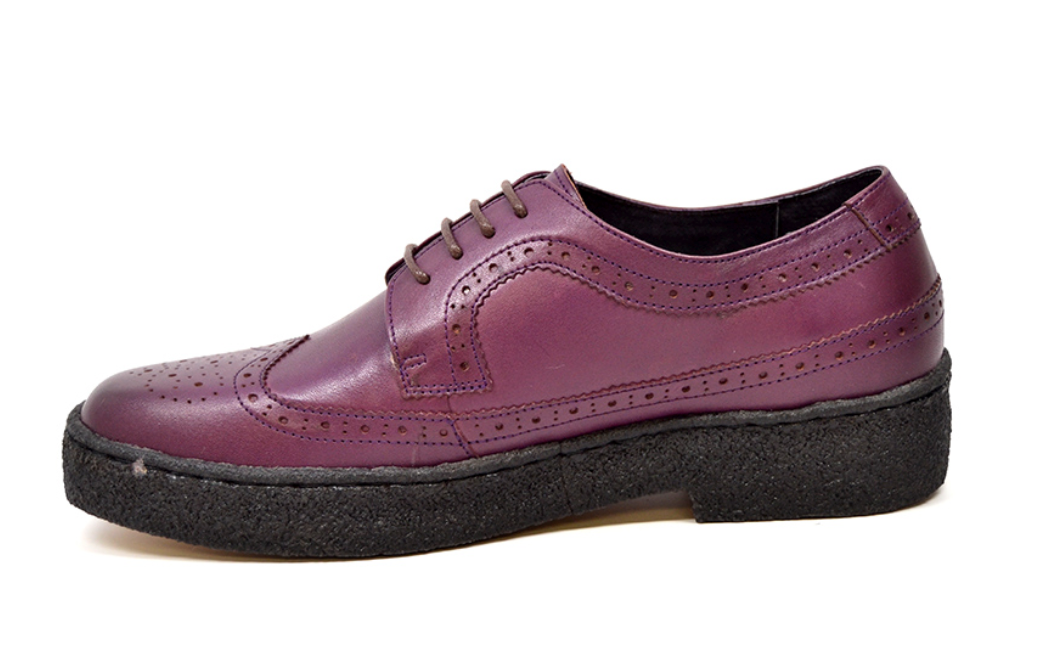 British Walkers Playboy Wingtip Men's Low Cut Aubergine Leather Shoes view 3