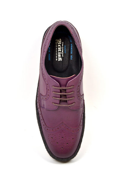 British Walkers Playboy Wingtip Men's Low Cut Aubergine Leather Shoes view 5
