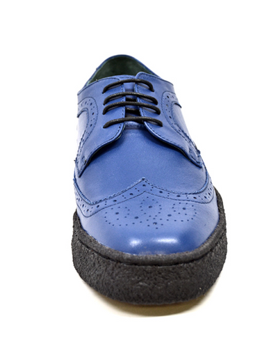 British Walkers Playboy Wingtip Men's Low Cut Cobalt Blue Leather Shoes view 2